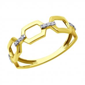 Кольцо из лимонного золота SOKOLOV с фианитом 019460-2 фото