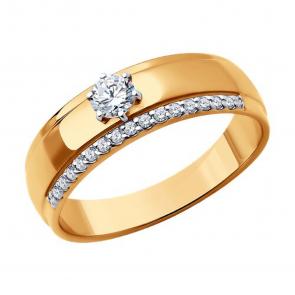 Золотое кольцо SOKOLOV с фианитом 019465 фото