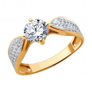 Золотое кольцо SOKOLOV с фианитом 019472 фото