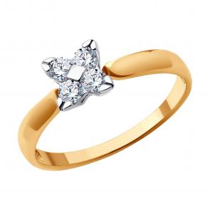 Золотое кольцо SOKOLOV с фианитом 019473 фото