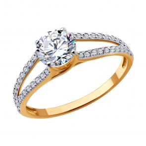 Золотое кольцо SOKOLOV с фианитом 019480 фото