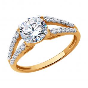 Золотое кольцо SOKOLOV с фианитом 019488 фото