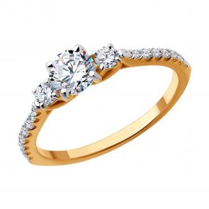 Золотое кольцо SOKOLOV с фианитом 019490 фото