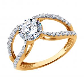 Золотое кольцо SOKOLOV с фианитом 019498 фото