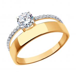 Золотое кольцо SOKOLOV с фианитом 019503 фото