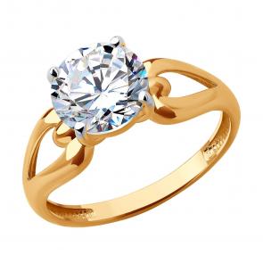 Золотое кольцо SOKOLOV с фианитом 019504 фото