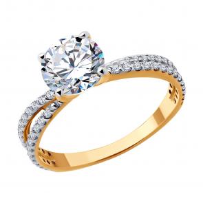 Золотое кольцо SOKOLOV с фианитом 019509 фото