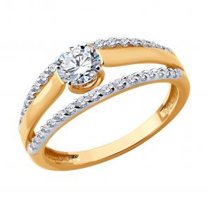 Золотое кольцо SOKOLOV с фианитом 019514 фото