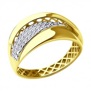 Кольцо из лимонного золота SOKOLOV с фианитом 019531-2 фото