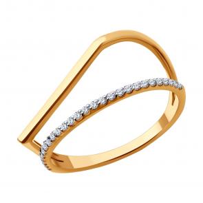 Золотое кольцо SOKOLOV с фианитом 019532 фото