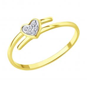 Кольцо из лимонного золота SOKOLOV с фианитом 019538-2 фото