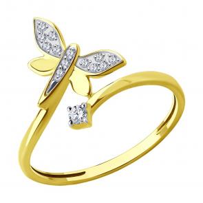 Кольцо из лимонного золота SOKOLOV с фианитом 019544-2 фото