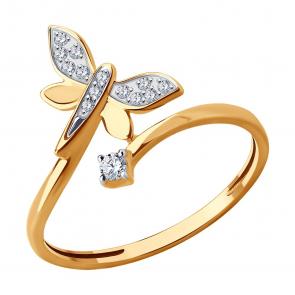 Золотое кольцо SOKOLOV с фианитом 019544 фото