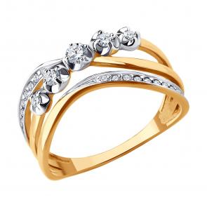 Золотое кольцо SOKOLOV с фианитом 019545 фото