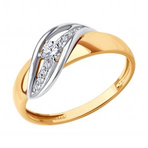 Золотое кольцо SOKOLOV с фианитом 019552 фото