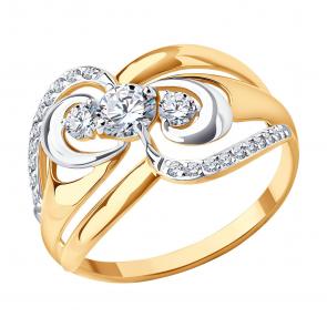 Золотое кольцо SOKOLOV с фианитом 019553 фото