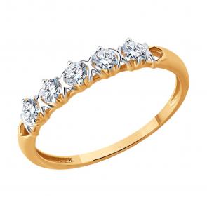 Золотое кольцо SOKOLOV с фианитом 019558 фото