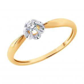 Золотое кольцо SOKOLOV с фианитом 019565 фото