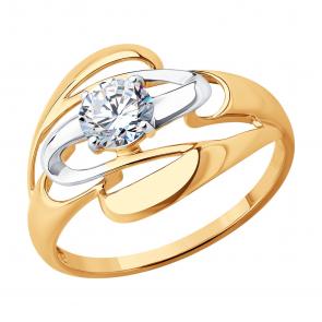Золотое кольцо SOKOLOV с фианитом 019566 фото