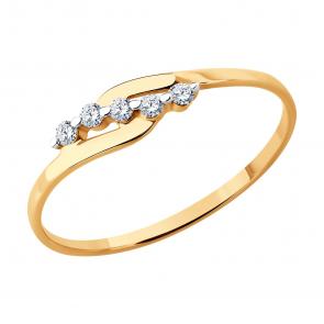 Золотое кольцо SOKOLOV с фианитом 019567 фото