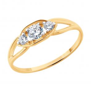 Золотое кольцо SOKOLOV с фианитом 019568 фото