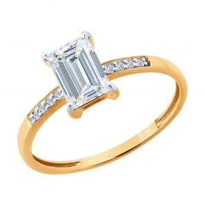 Золотое кольцо SOKOLOV с фианитом 019570 фото