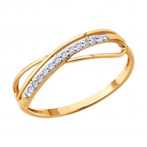 Золотое кольцо SOKOLOV с фианитом 019581 фото