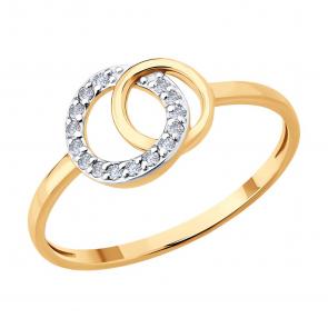 Золотое кольцо SOKOLOV с фианитом 019582 фото