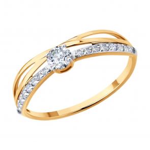 Золотое кольцо SOKOLOV с фианитом 019583 фото