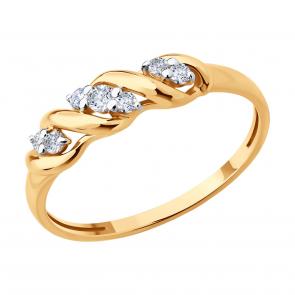 Золотое кольцо SOKOLOV с фианитом 019588 фото