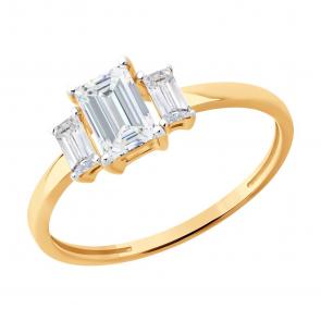 Золотое кольцо SOKOLOV с фианитом 019591 фото