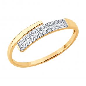 Золотое кольцо SOKOLOV с фианитом 019593 фото