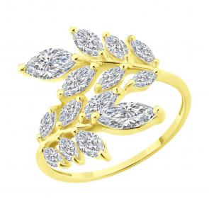 Кольцо из лимонного золота SOKOLOV с фианитом 019605-2 фото