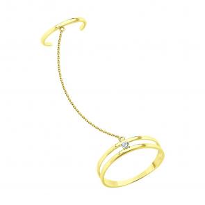 Кольцо из лимонного золота SOKOLOV с фианитом 019608-2 фото