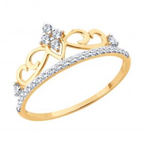 Золотое кольцо SOKOLOV с фианитом 019611 фото