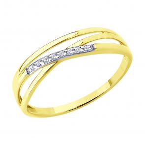 Кольцо из лимонного золота SOKOLOV с фианитом 019612-2 фото