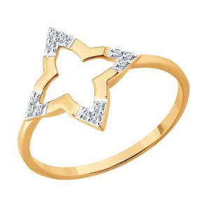 Золотое кольцо SOKOLOV с фианитом 019617 фото