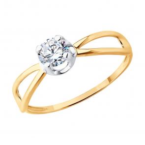 Золотое кольцо SOKOLOV с фианитом 019618 фото