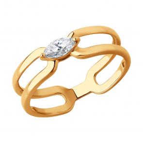 Золотое кольцо SOKOLOV с фианитом 019629 фото