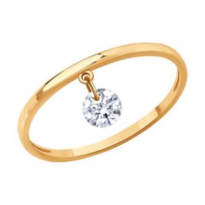 Золотое кольцо SOKOLOV с подвижным фианитом 019636 фото