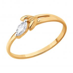 Золотое кольцо SOKOLOV с фианитом 019639 фото