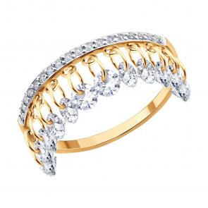 Золотое кольцо с подвижным фианитом SOKOLOV 019651 фото