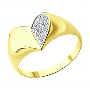 Кольцо из лимонного золота SOKOLOV с фианитом 019663-2 фото