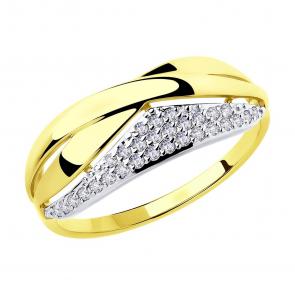 Кольцо из лимонного золота SOKOLOV с фианитом 019680-2 фото