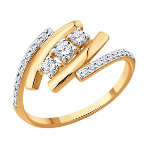 Золотое кольцо SOKOLOV с фианитом 019705 фото