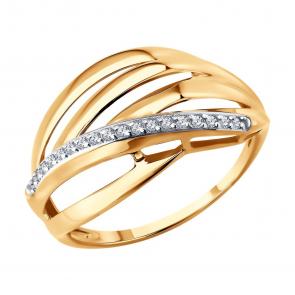 Золотое кольцо SOKOLOV с фианитом 019708 фото