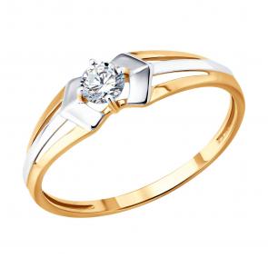 Золотое кольцо SOKOLOV с фианитом 019722 фото