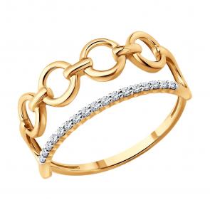 Золотое кольцо SOKOLOV с фианитом 019723 фото