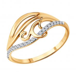 Золотое кольцо SOKOLOV с фианитом 019791 фото