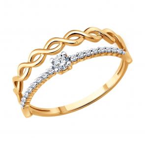 Золотое кольцо SOKOLOV с фианитом 019795 фото